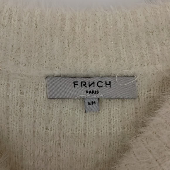 FRNCH white eyelash sweater with gold threading size small/medium - Picture 2 of 5